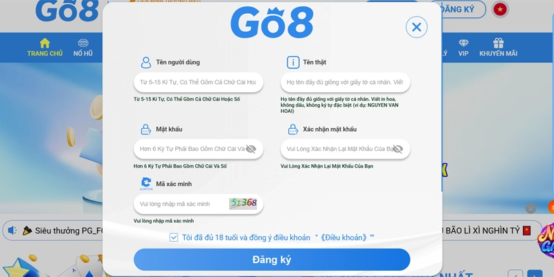 Hướng dẫn đăng ký Go8